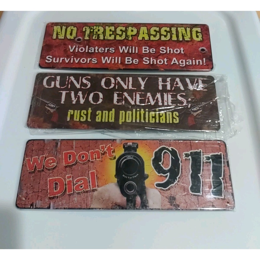 Novelty No Trespassing Dark Humor‎ Funny Metal Lightweight 10.5x3.5 Signs (3)